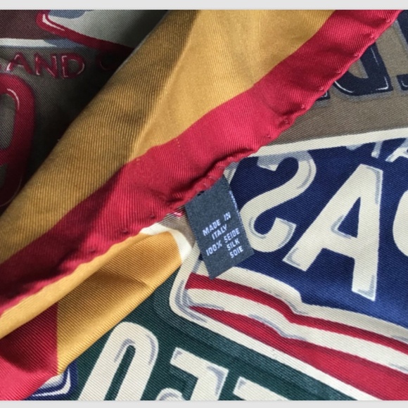 hand rolled women Silk Écharpe/scarf  licence  plates  print made in Italy 🇮🇹 - Picture 1 of 5